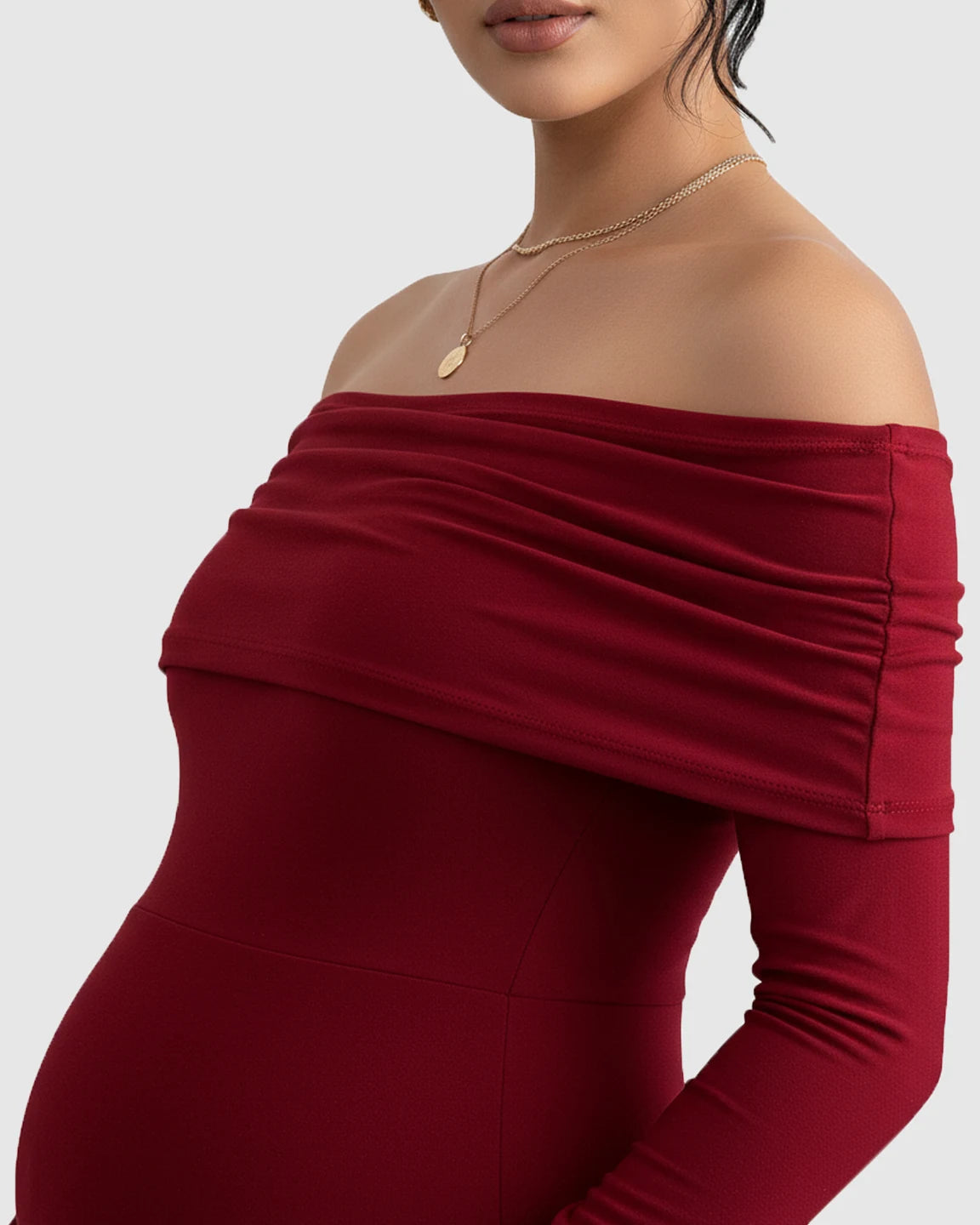 Off-Shoulder Cross-Back Maternity Evening Gown