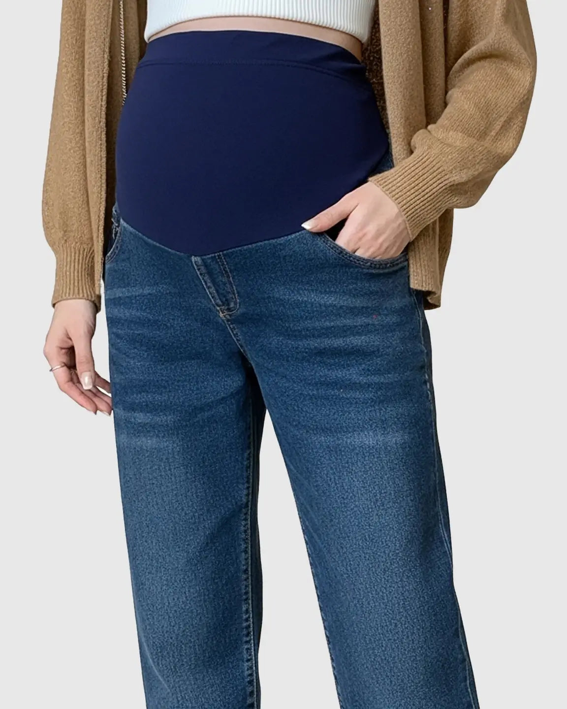 High-Waist Belly-Support Maternity Denim Jeans