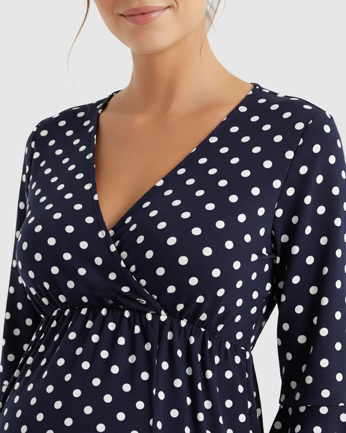 Polka Dot Empire Waist Maternity Short Dress