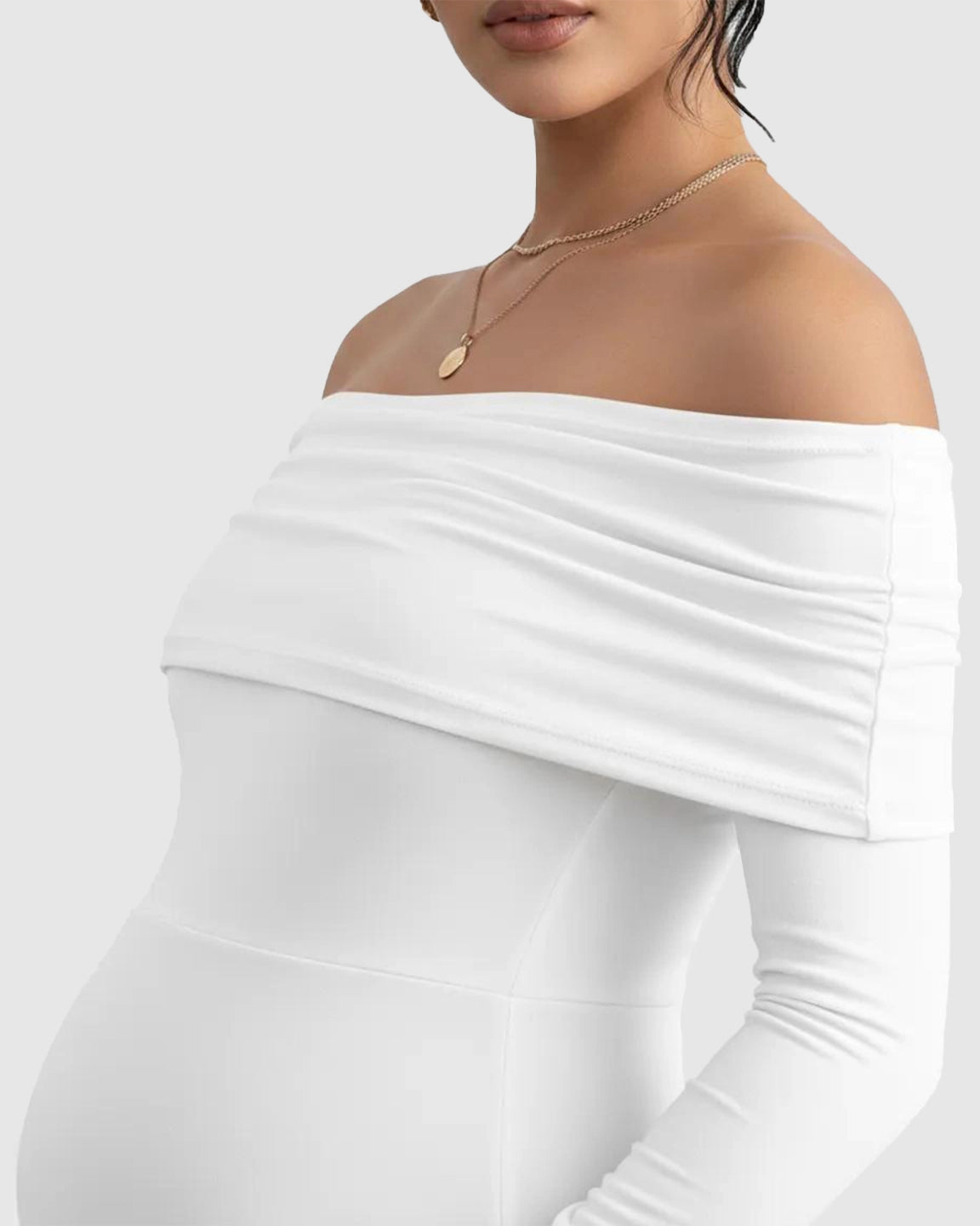 Off-Shoulder Cross-Back Maternity Evening Gown