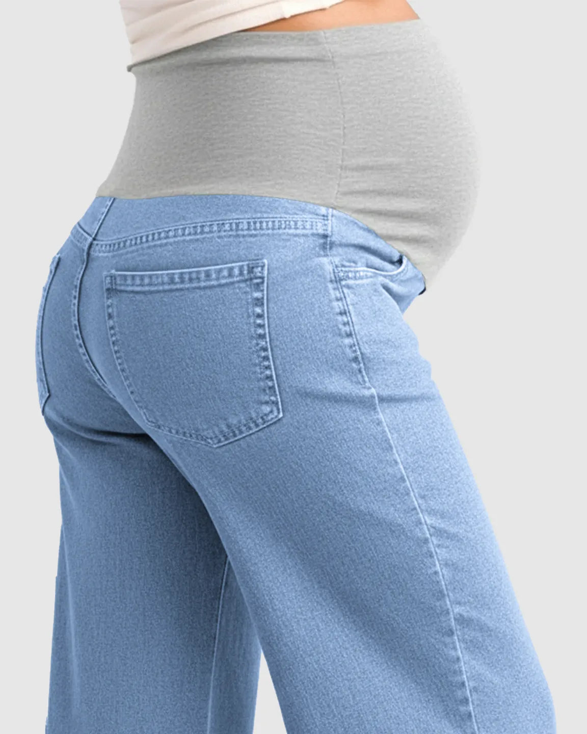 Raw Hem Loose Straight-Leg Maternity Jeans with Tummy Support