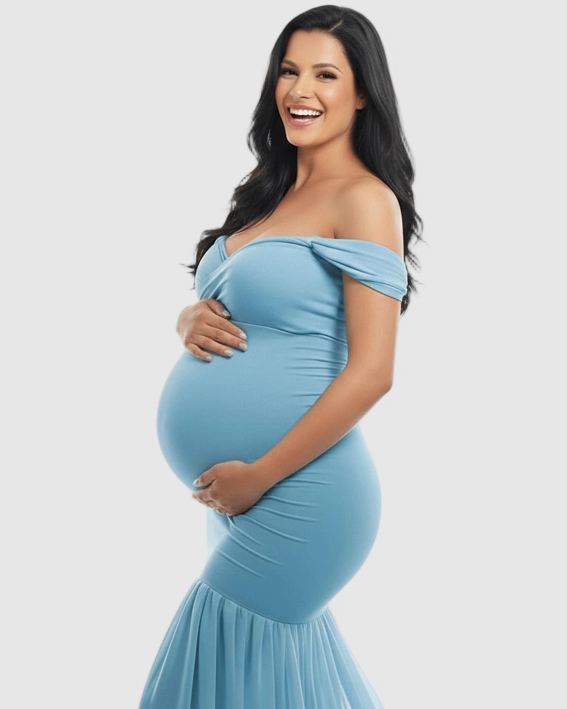 Flowy Off-Shoulder Maternity Photoshoot Gown