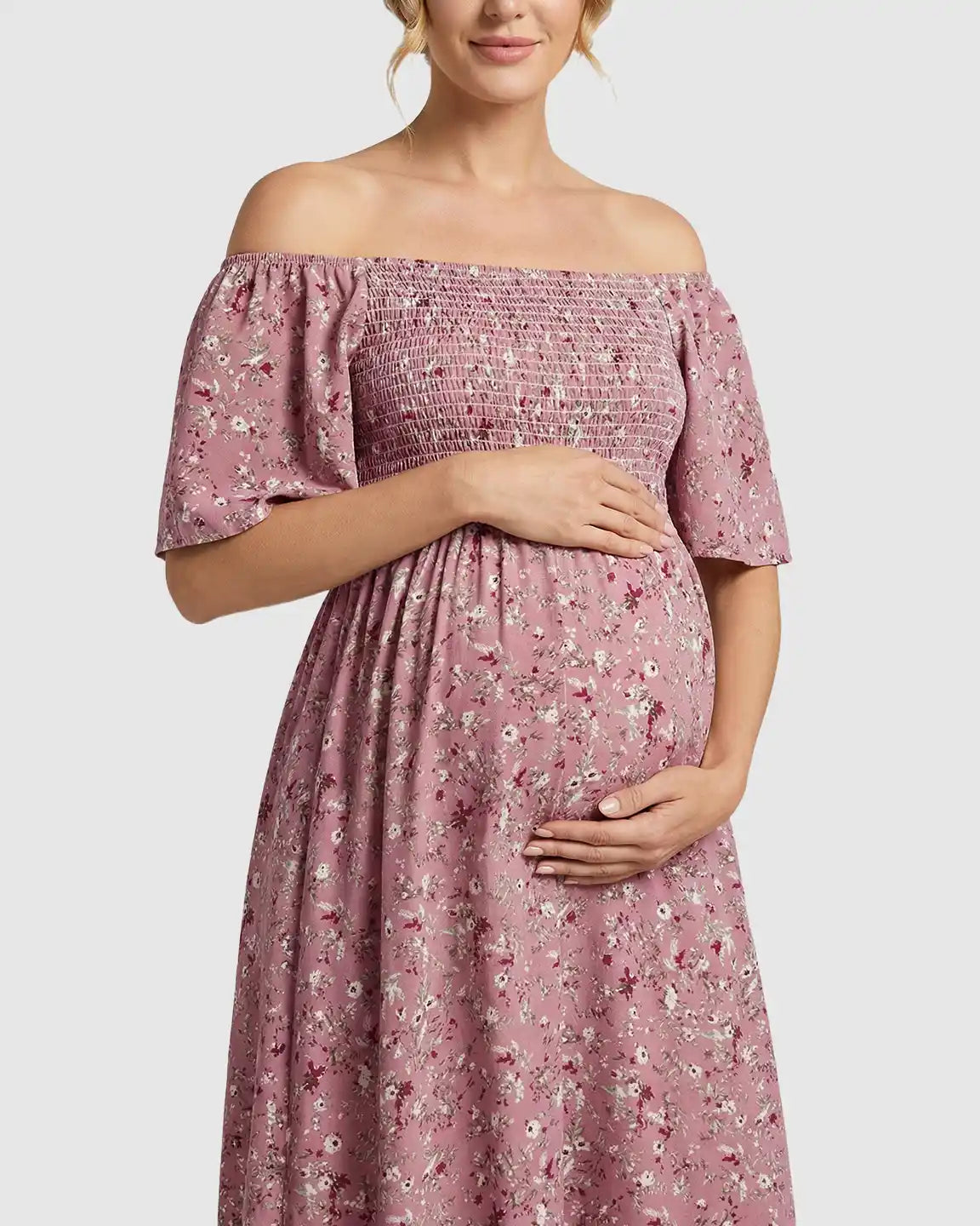 Floral Print Flowy Tiered Maternity Maxi Dress