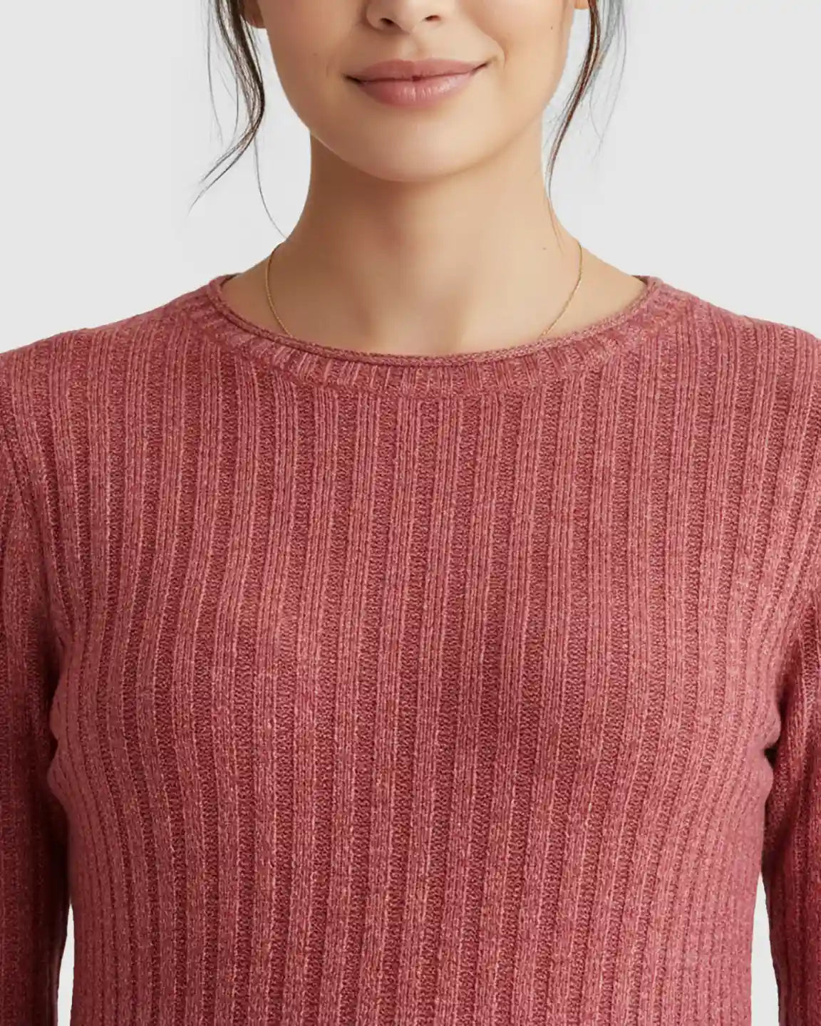 Ribbed Knit Side-Slit Long Sleeve Maternity Top