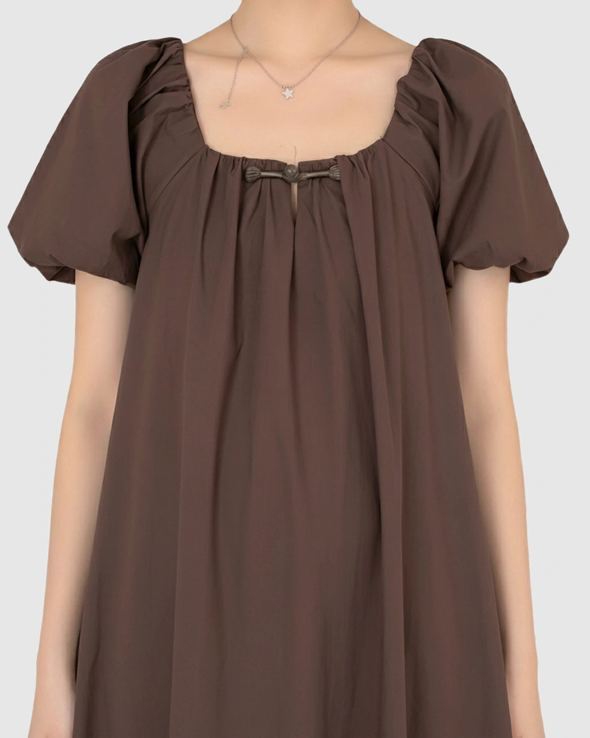 Short Puff Sleeve Casual Maternity Maxi Dress