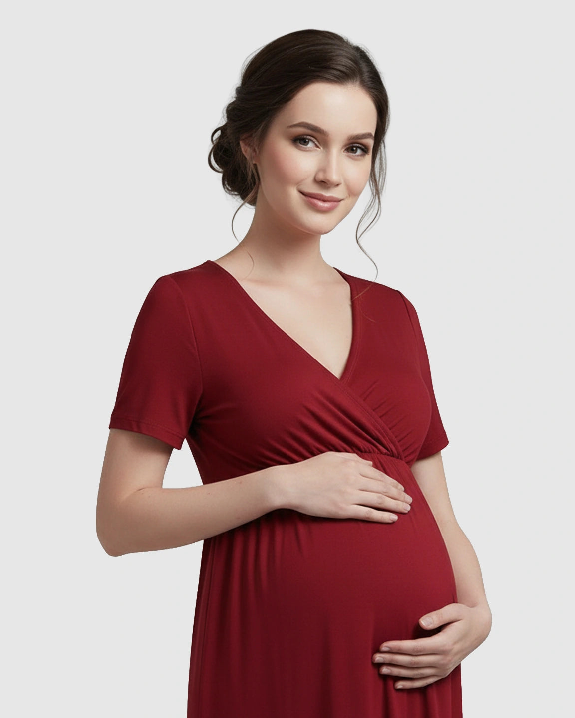 Crossover V-Neck Flowy Silhouette Maternity Maxi Dress