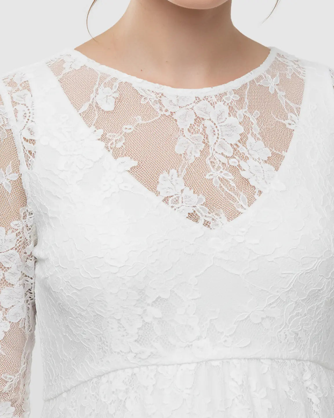 Detachable Mesh Lace V-Neck Maternity Maxi Dress