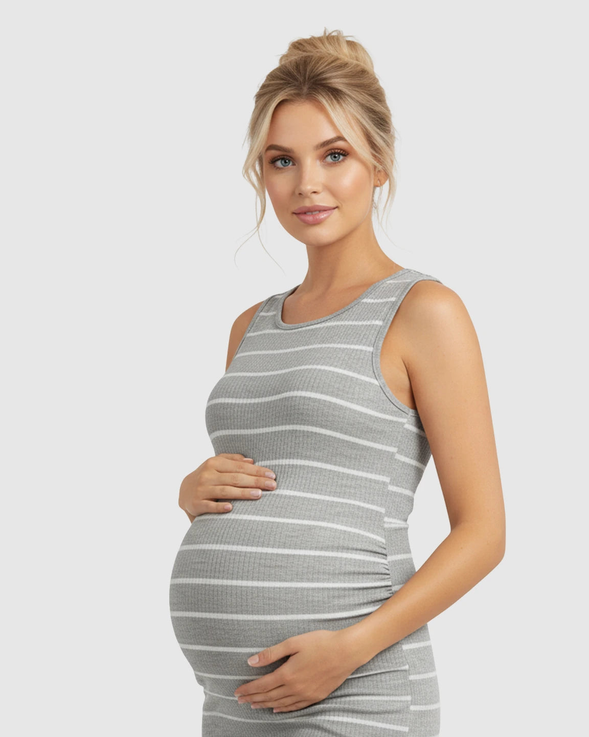 Striped Sleeveless Loose Flowing Maternity Dress