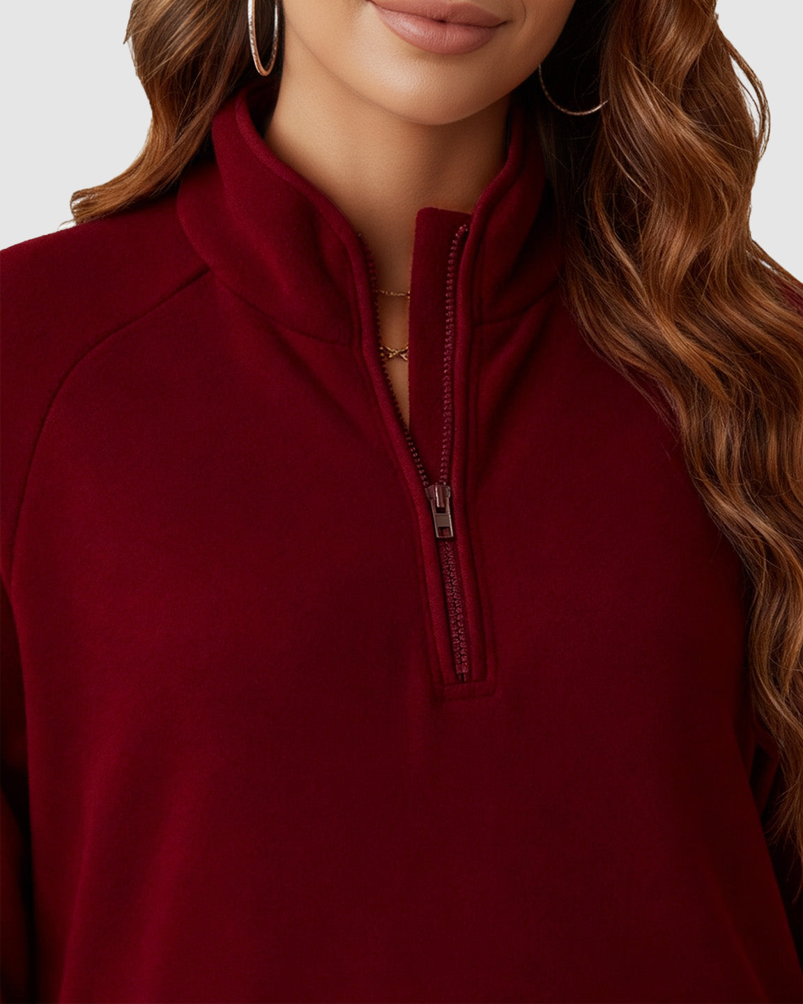 Half-Zip Long Sleeve Maternity Top