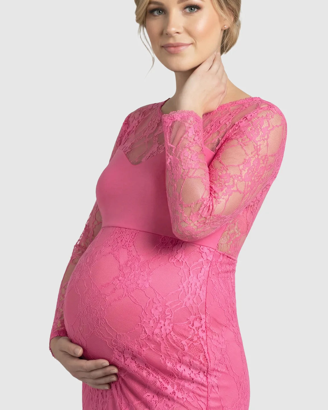Sheer Lace Trumpet Maternity Photoshoot Gown
