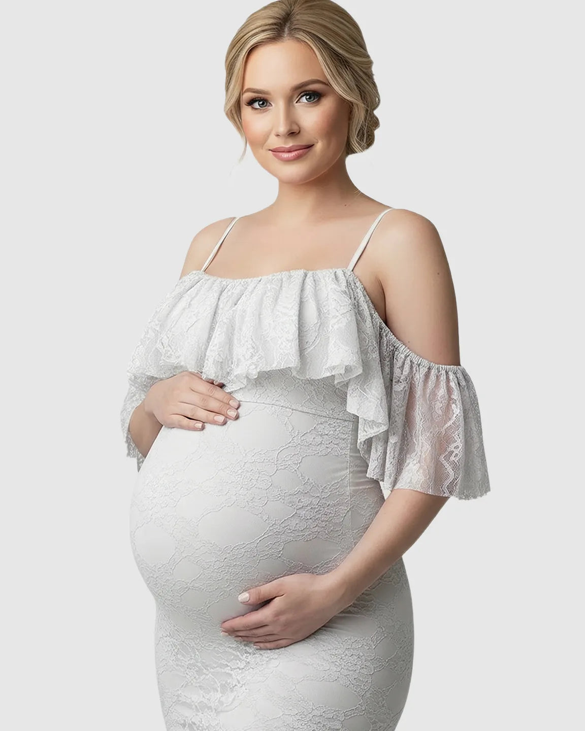 Off-Shoulder Lace Mermaid Maternity Gown