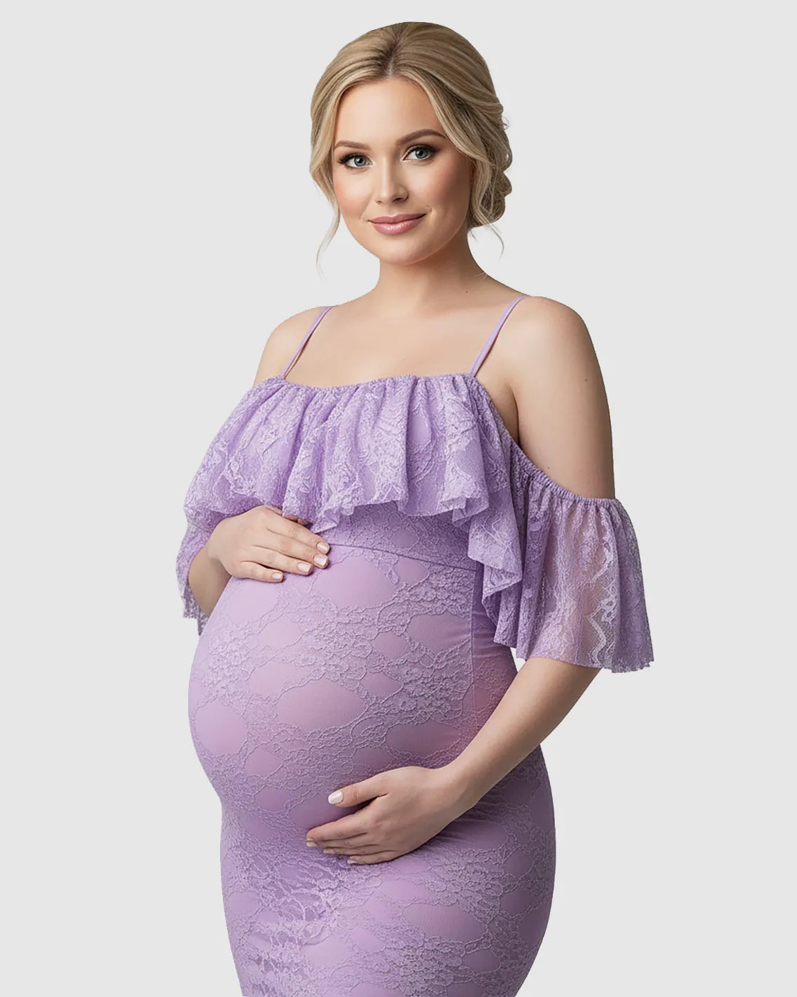 Off-Shoulder Lace Mermaid Maternity Gown