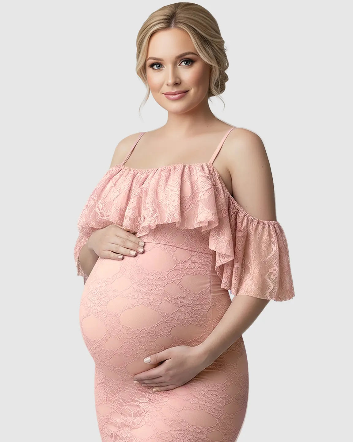 Off-Shoulder Lace Mermaid Maternity Gown