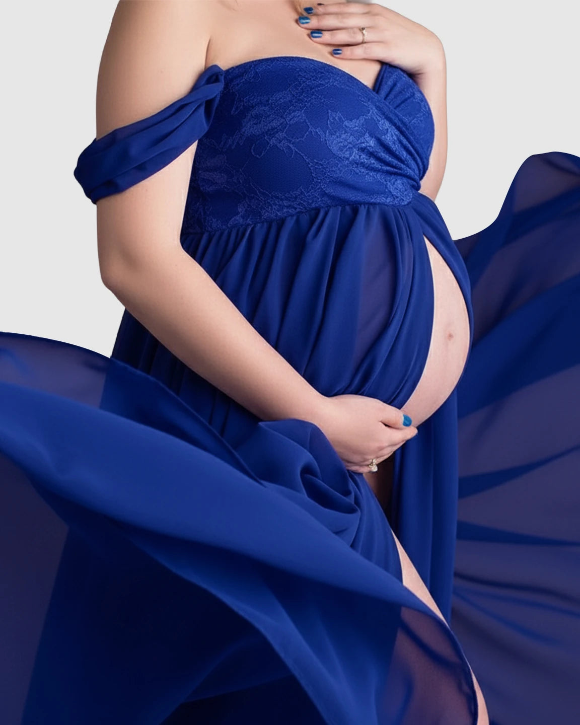 Extra-Long Train Ethereal Chiffon Maternity Gown