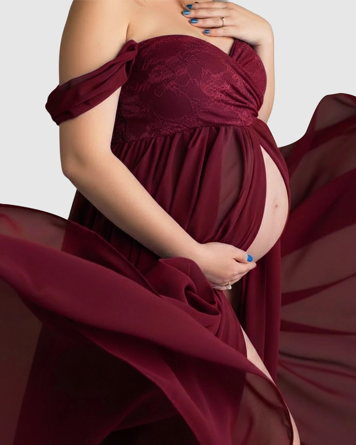 Extra-Long Train Ethereal Chiffon Maternity Gown