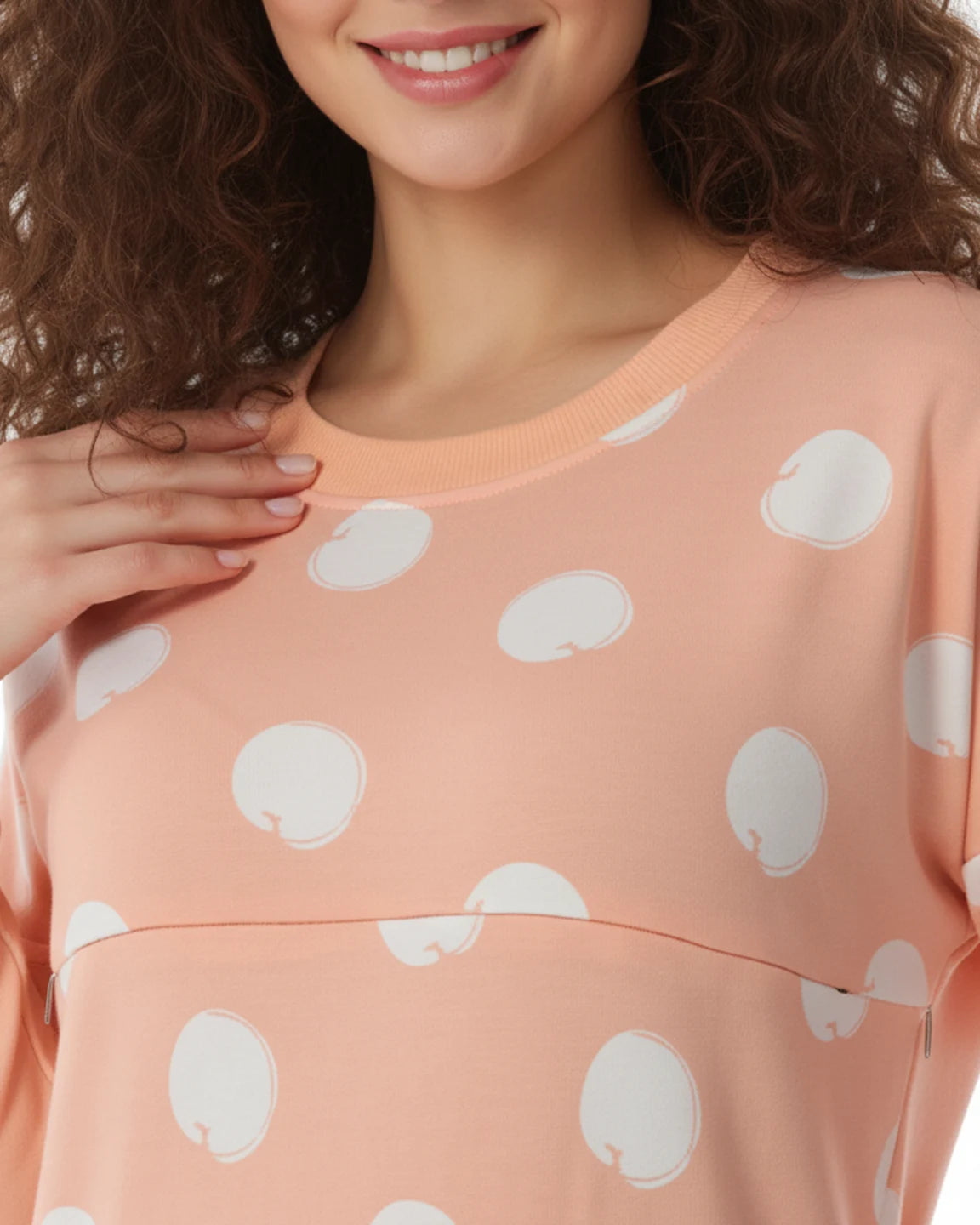 Polka Dot Round-Neck Maternity & Nursing Sweater