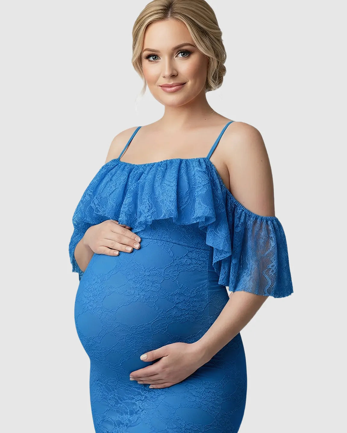 Off-Shoulder Lace Mermaid Maternity Gown