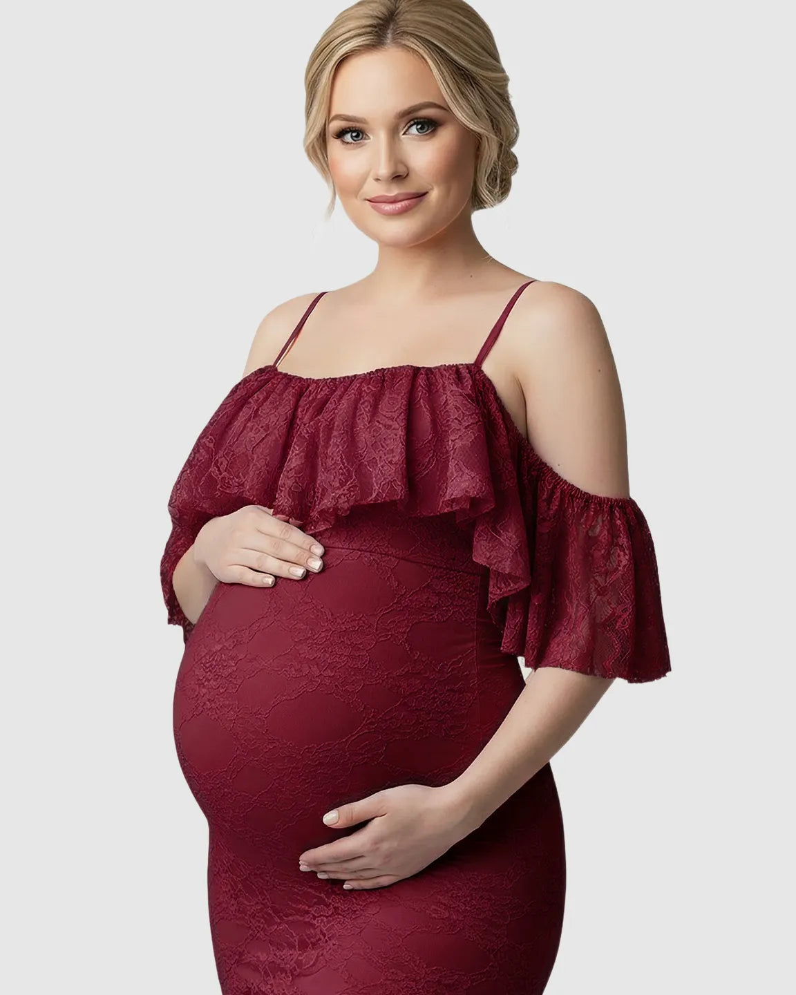 Off-Shoulder Lace Mermaid Maternity Gown