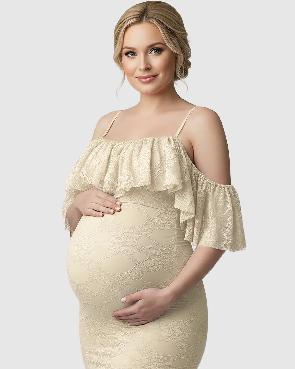 Off-Shoulder Lace Mermaid Maternity Gown