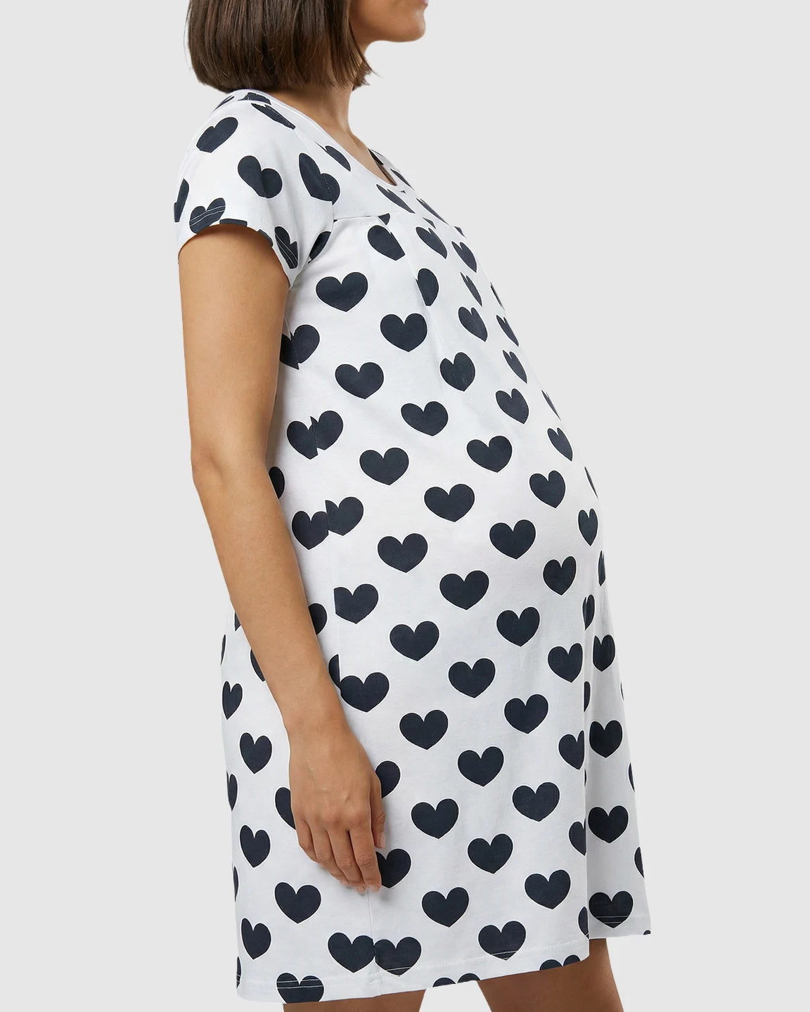 Pure Cotton Heart Print Maternity Nursing Dress