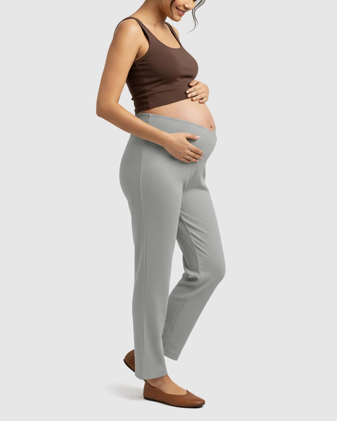 High-Waisted Wide-Leg Tailored Maternity Pants