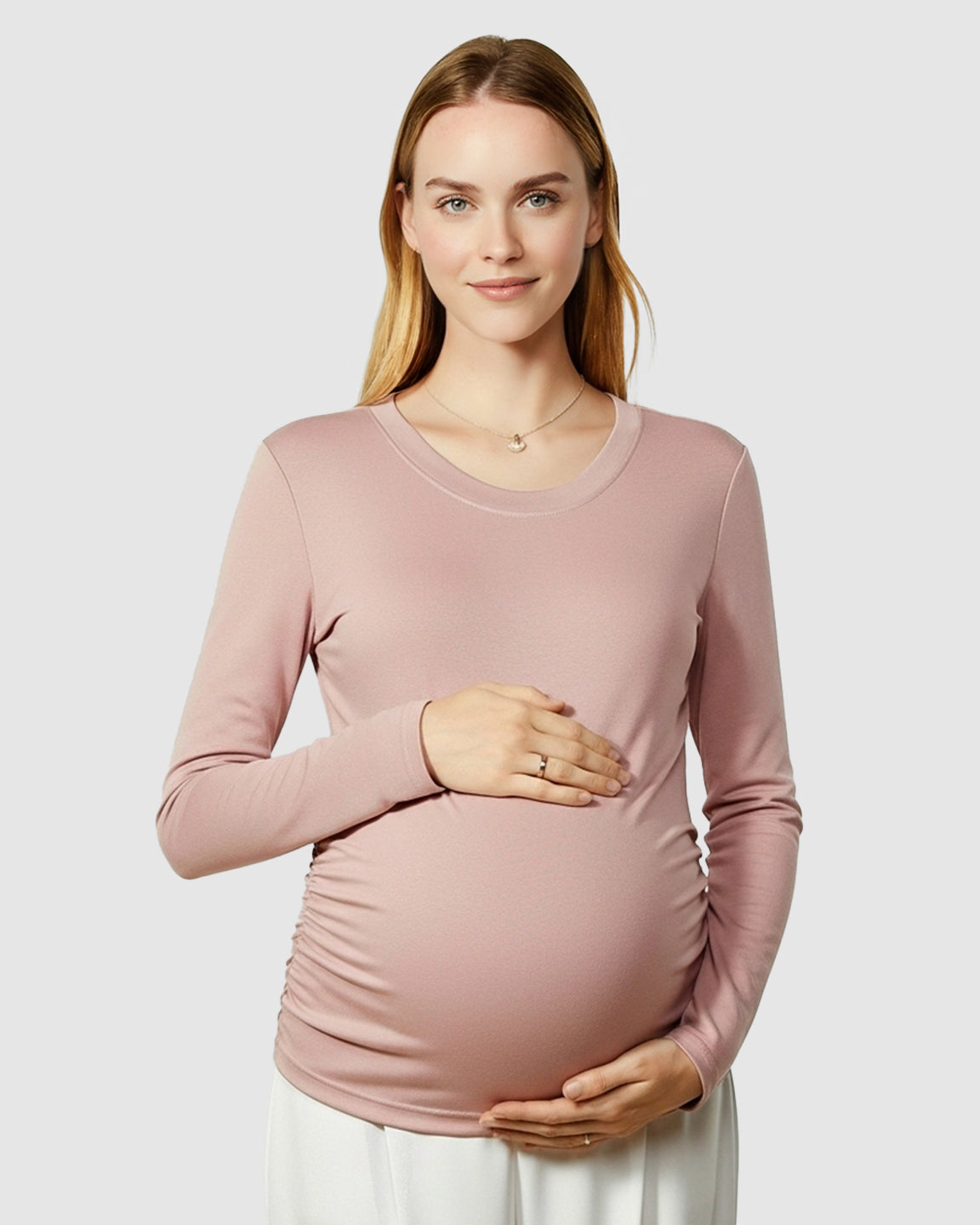 Round Neck Long Sleeve Thermal Maternity Top