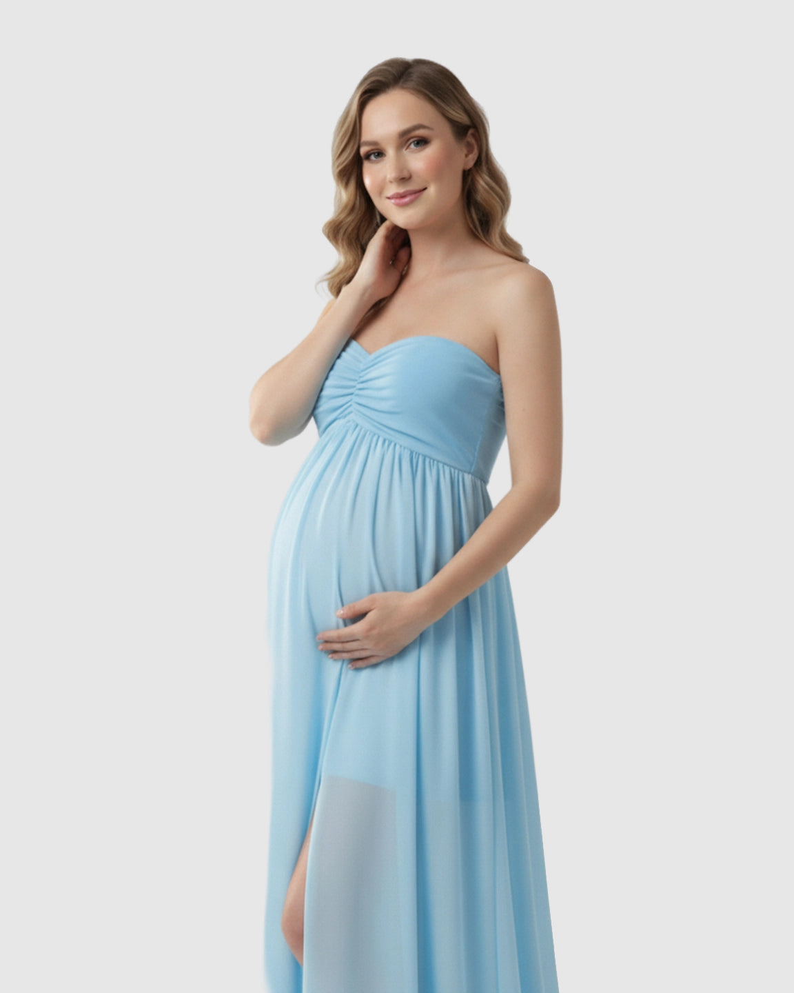 Strapless Chiffon Train Maternity Gown