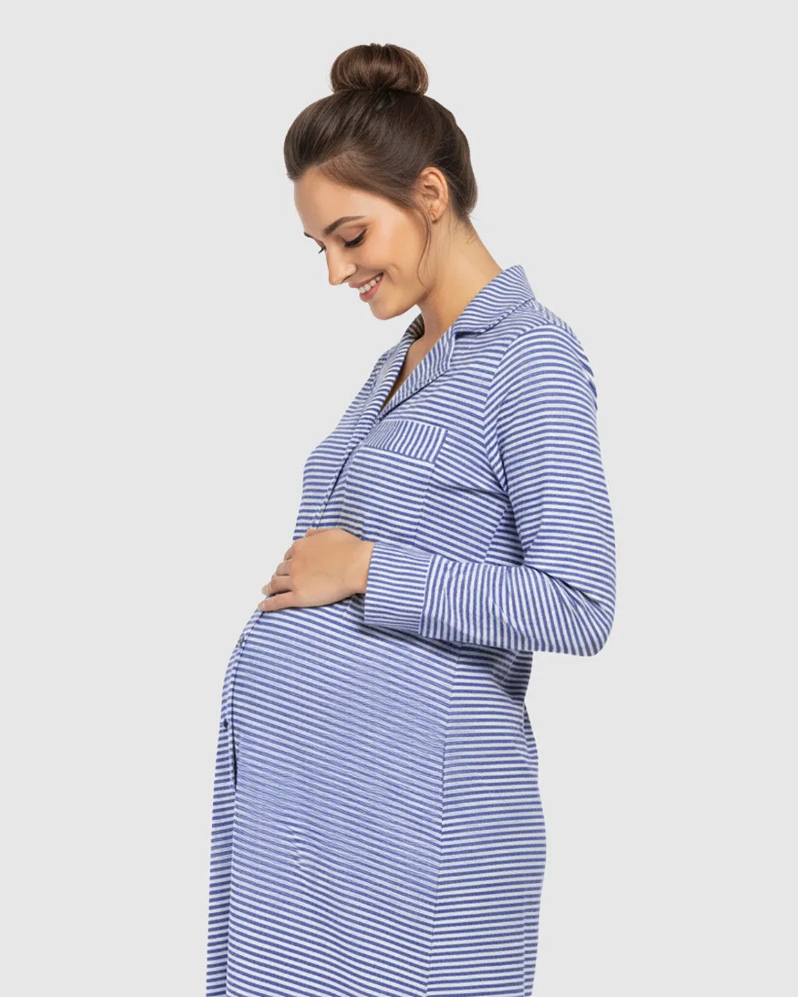 Button-Front Shirt Style Maternity Sleepwear