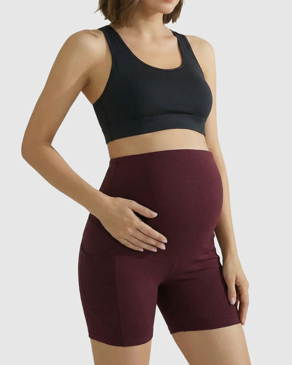 High-Waist Supportive Maternity Shorts