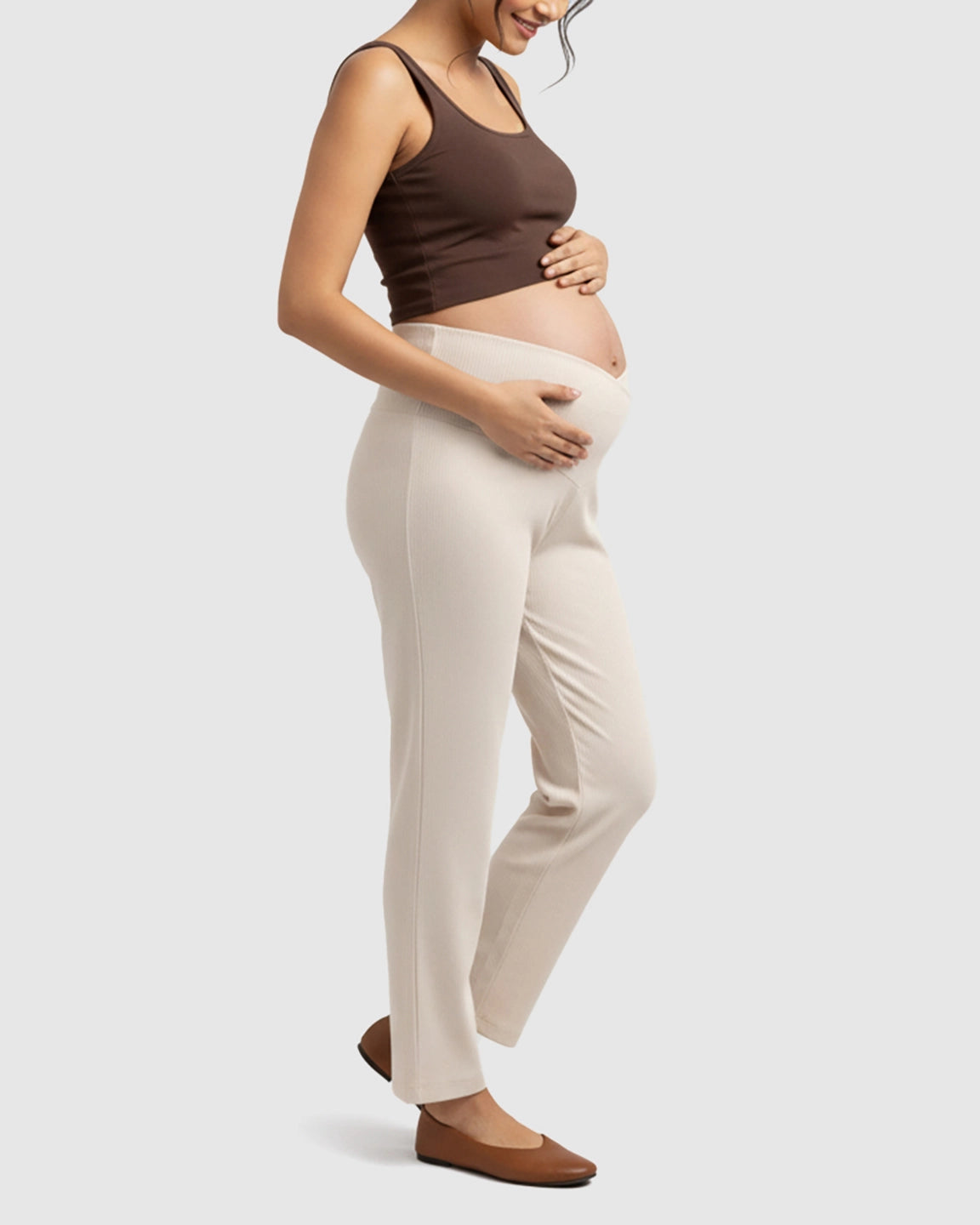 High-Waisted Wide-Leg Tailored Maternity Pants