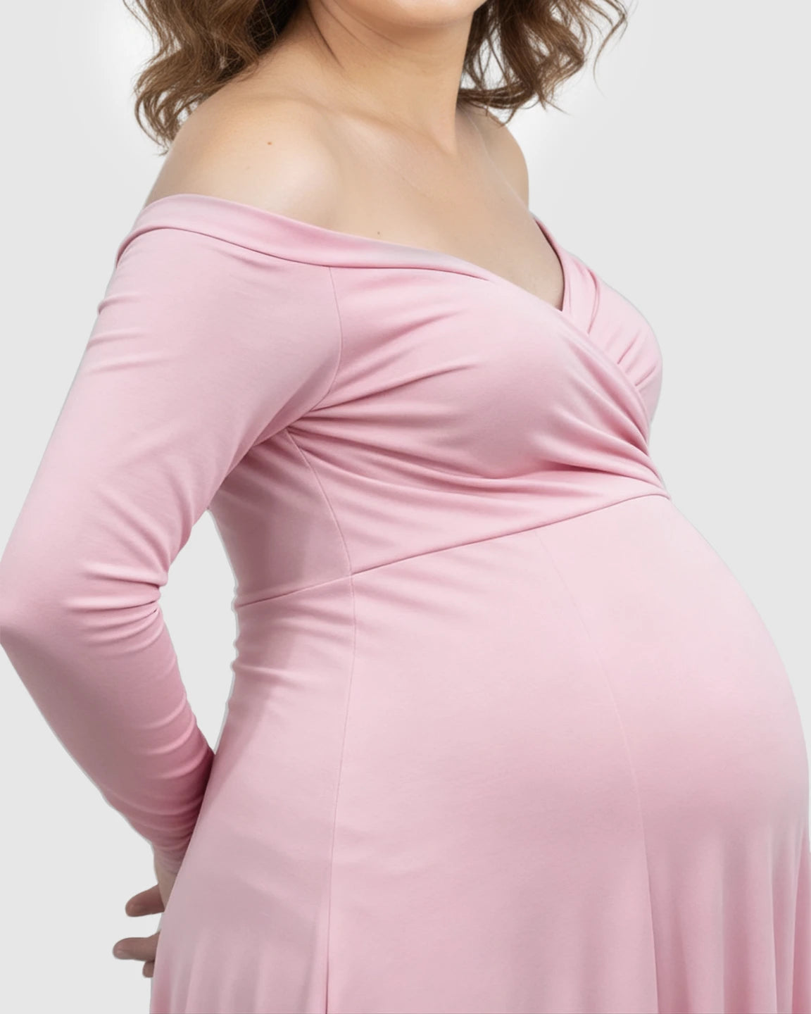 Off-Shoulder Fitted Silhouette Maternity Maxi Dress