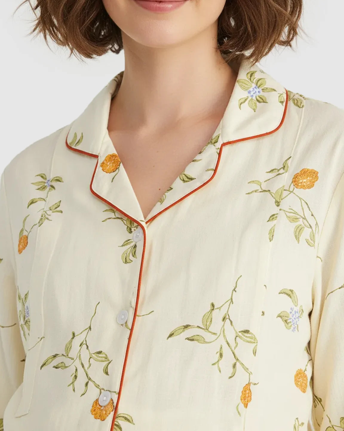 Button Front Pomegranate Print Maternity Sleepwear Set