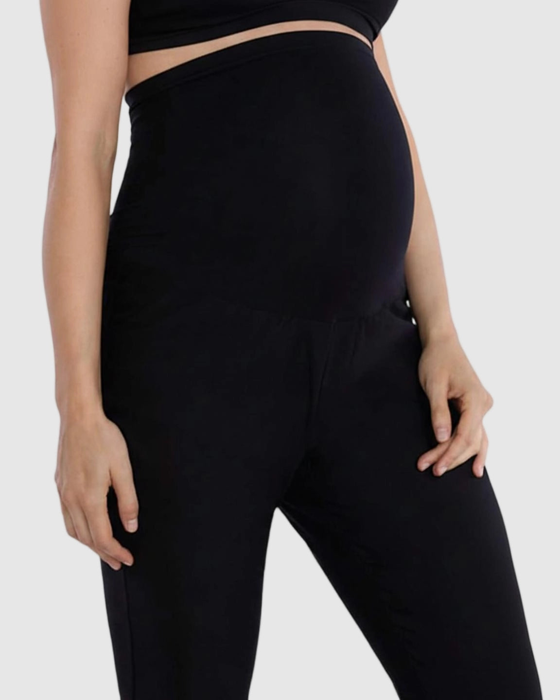 Mid-Waist Flared-Leg Maternity Pants with Pockets