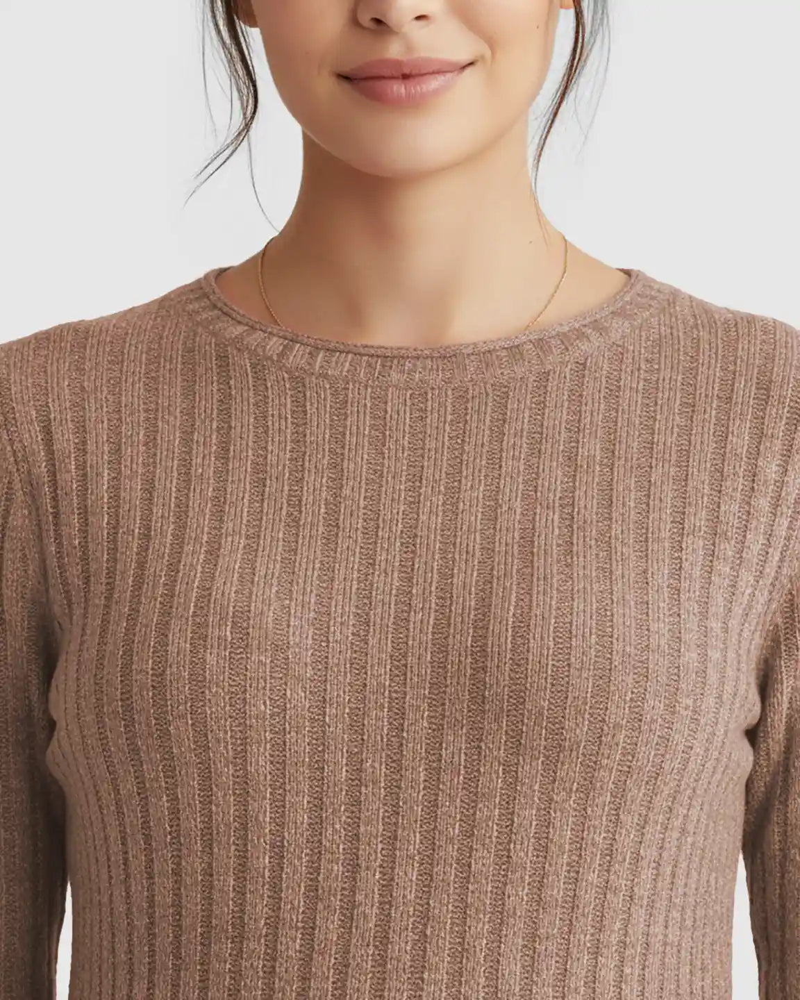 Ribbed Knit Side-Slit Long Sleeve Maternity Top