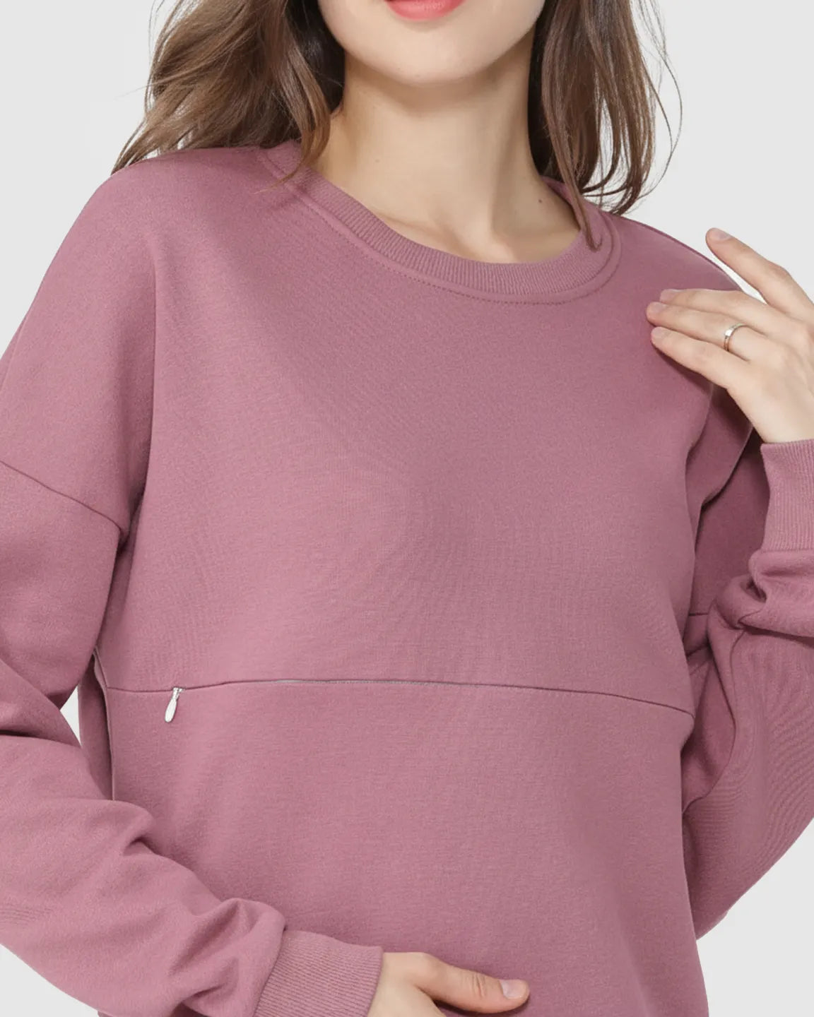 Discreet Zipper Nursing Access Casual Maternity Top