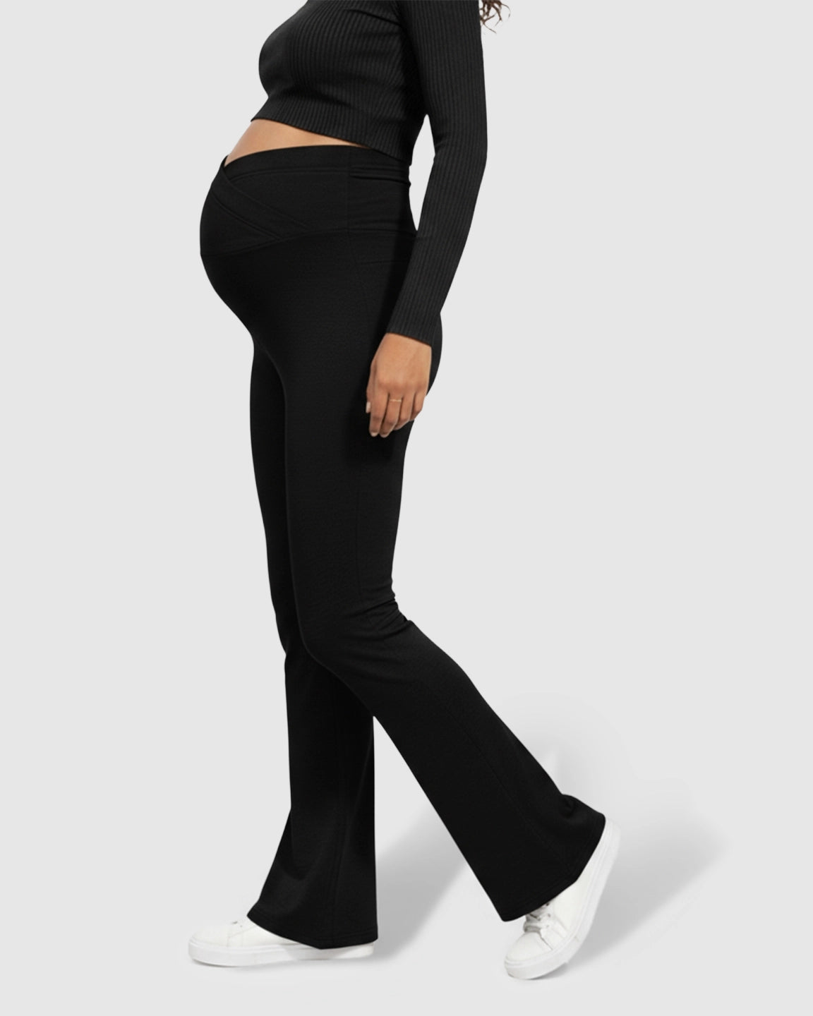 Crossed Waistband Flared Maternity Pants