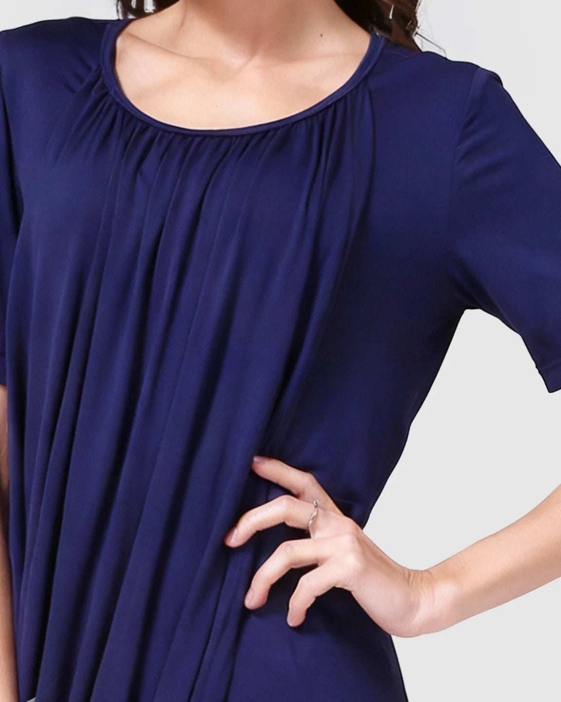 Hidden Nursing Access Draped Maternity Short Dress