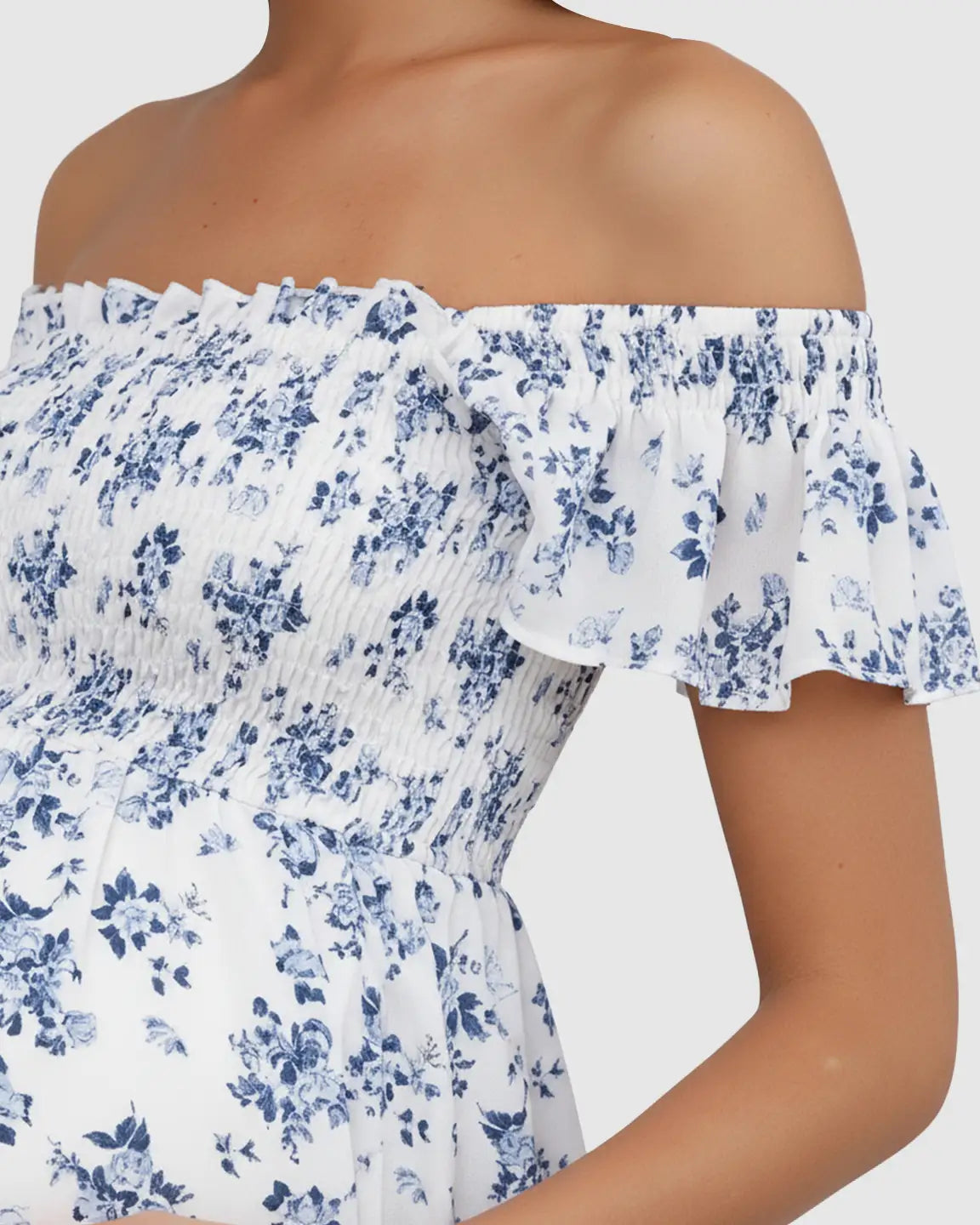 Smocked Bodice Romantic Maternity Dress