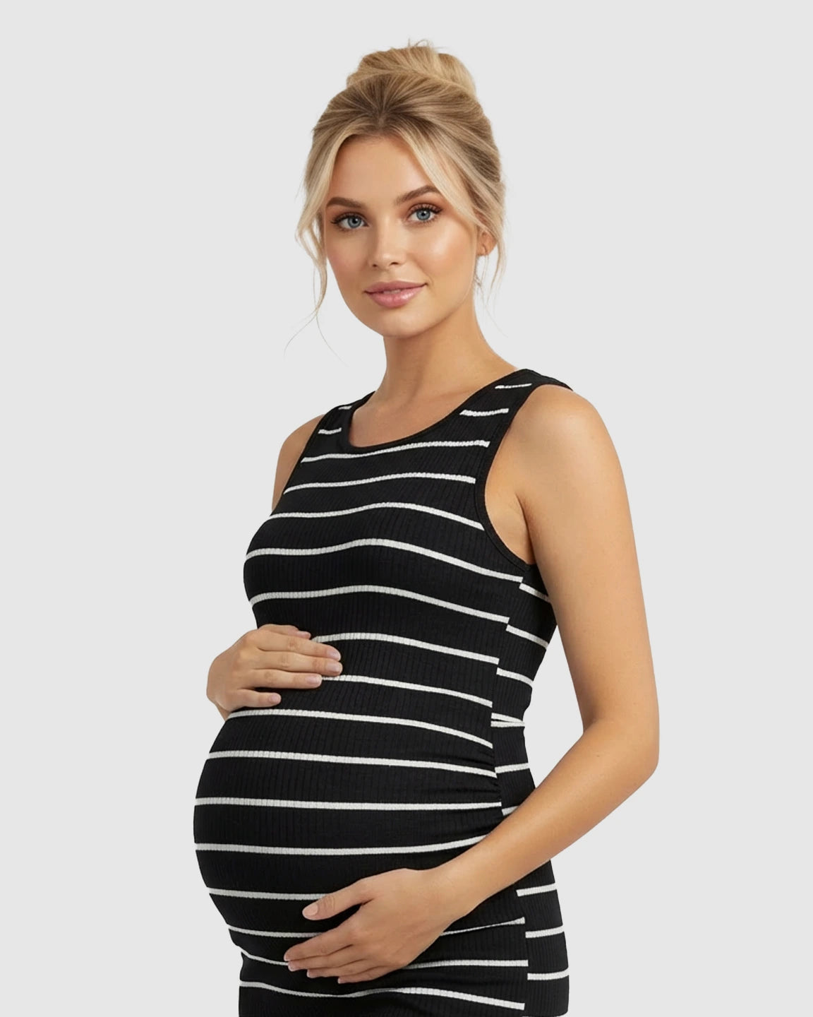 Striped Sleeveless Loose Flowing Maternity Dress