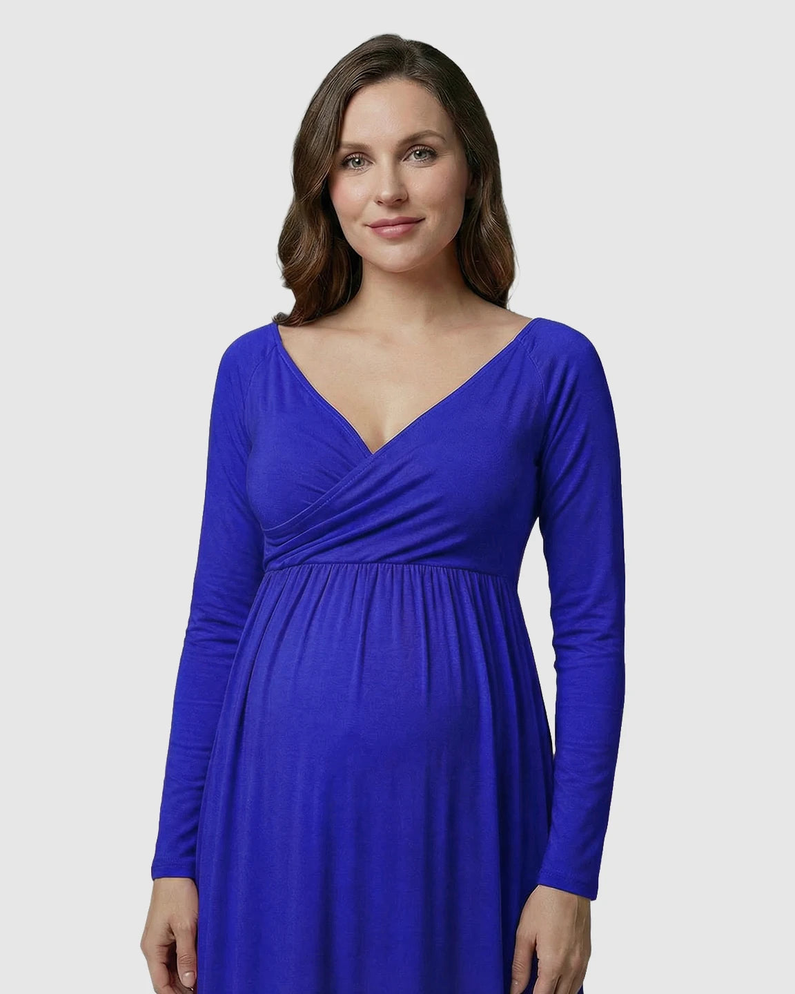 Long-Sleeve Full Train Maternity Maxi Dress