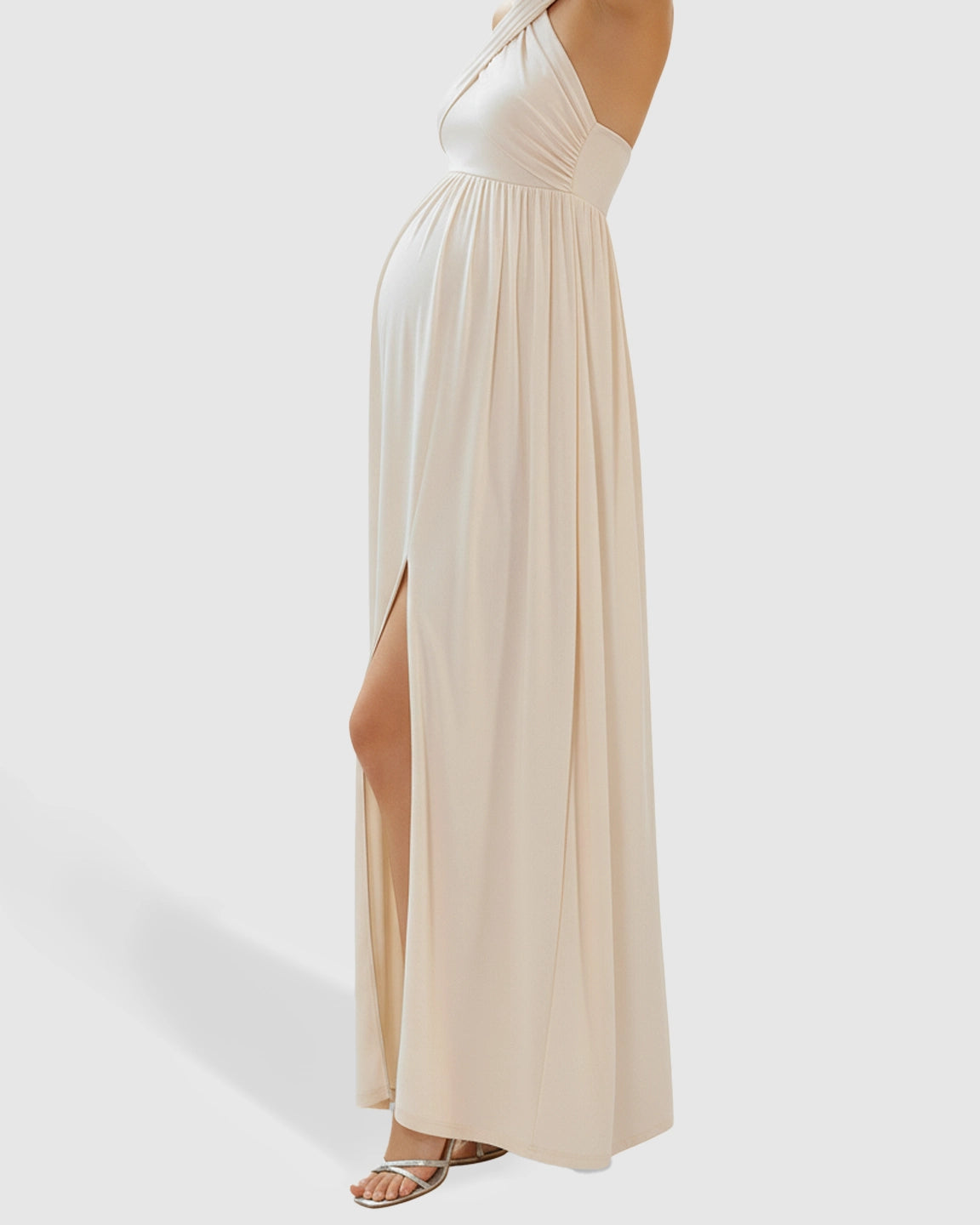 Scarf-Neck A-Line Maternity Gown