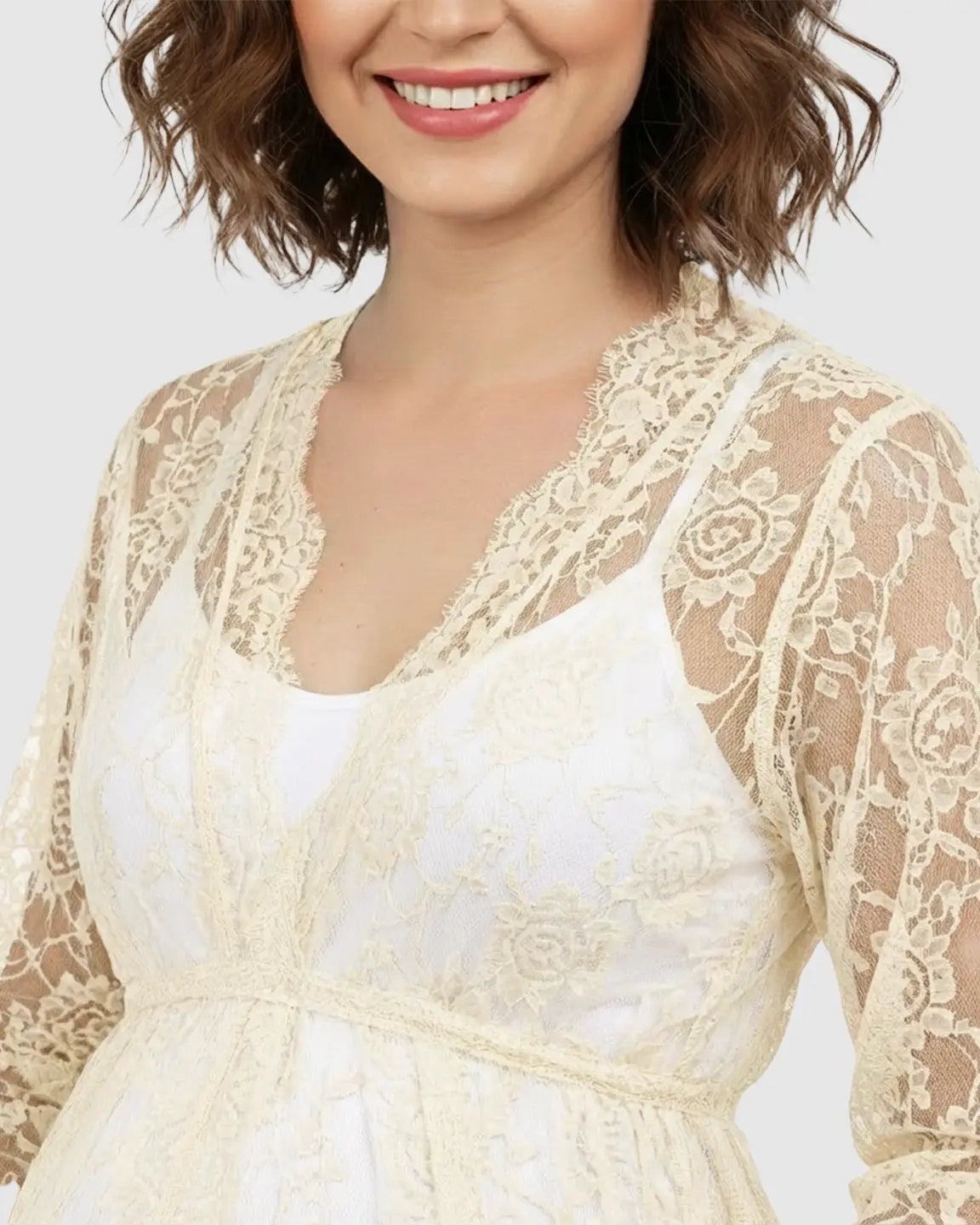 Floral Lace Romantic Maternity Photoshoot Maxi Dress