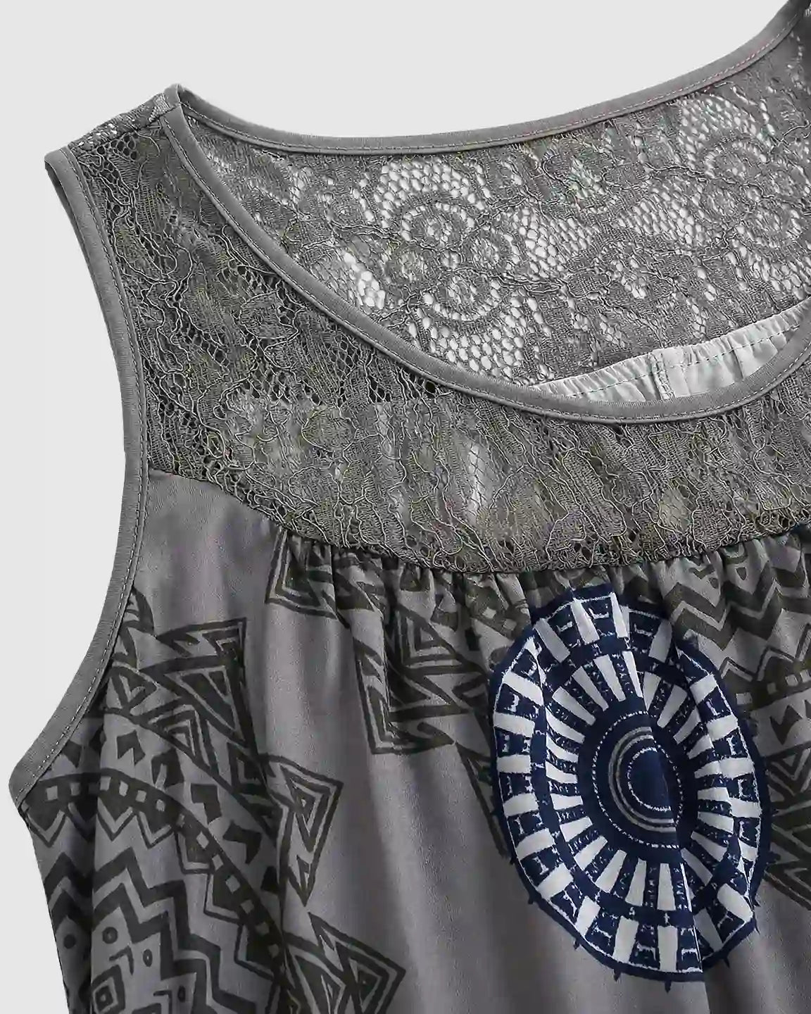 Printed Lace Trim A-Line Maternity Midi Dress