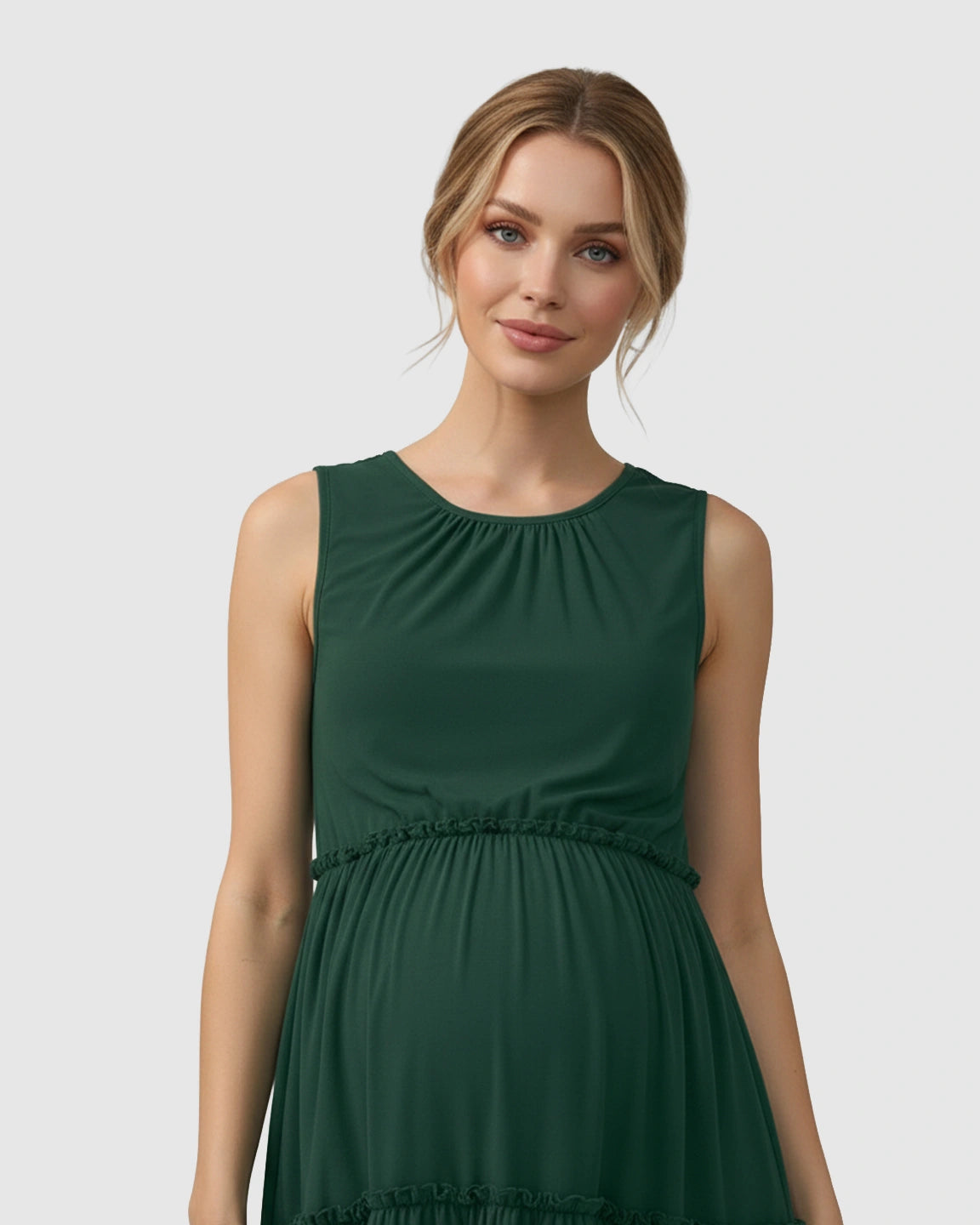 Tiered Ruffle Skirt Casual Maternity Midi Dress