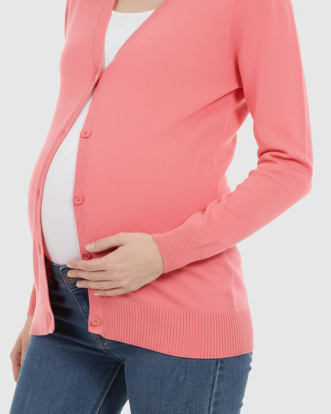 Button-Front V-Neck Maternity Cardigan