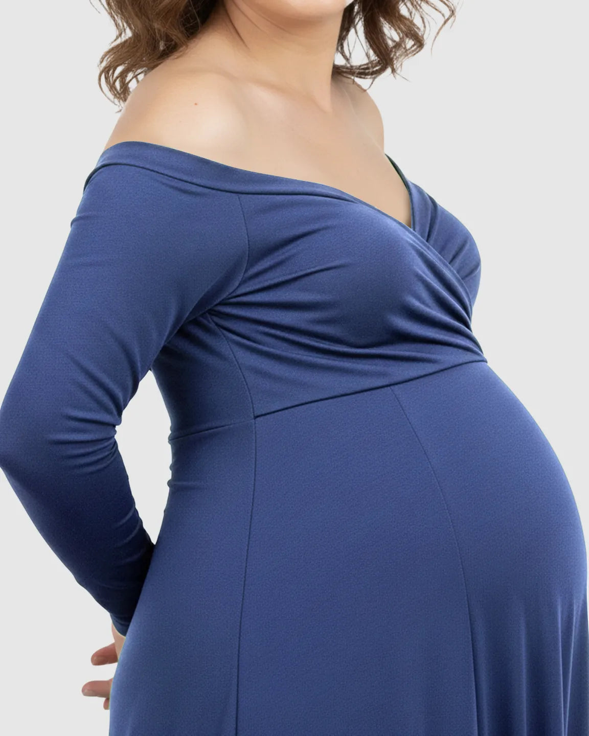 Off-Shoulder Fitted Silhouette Maternity Maxi Dress