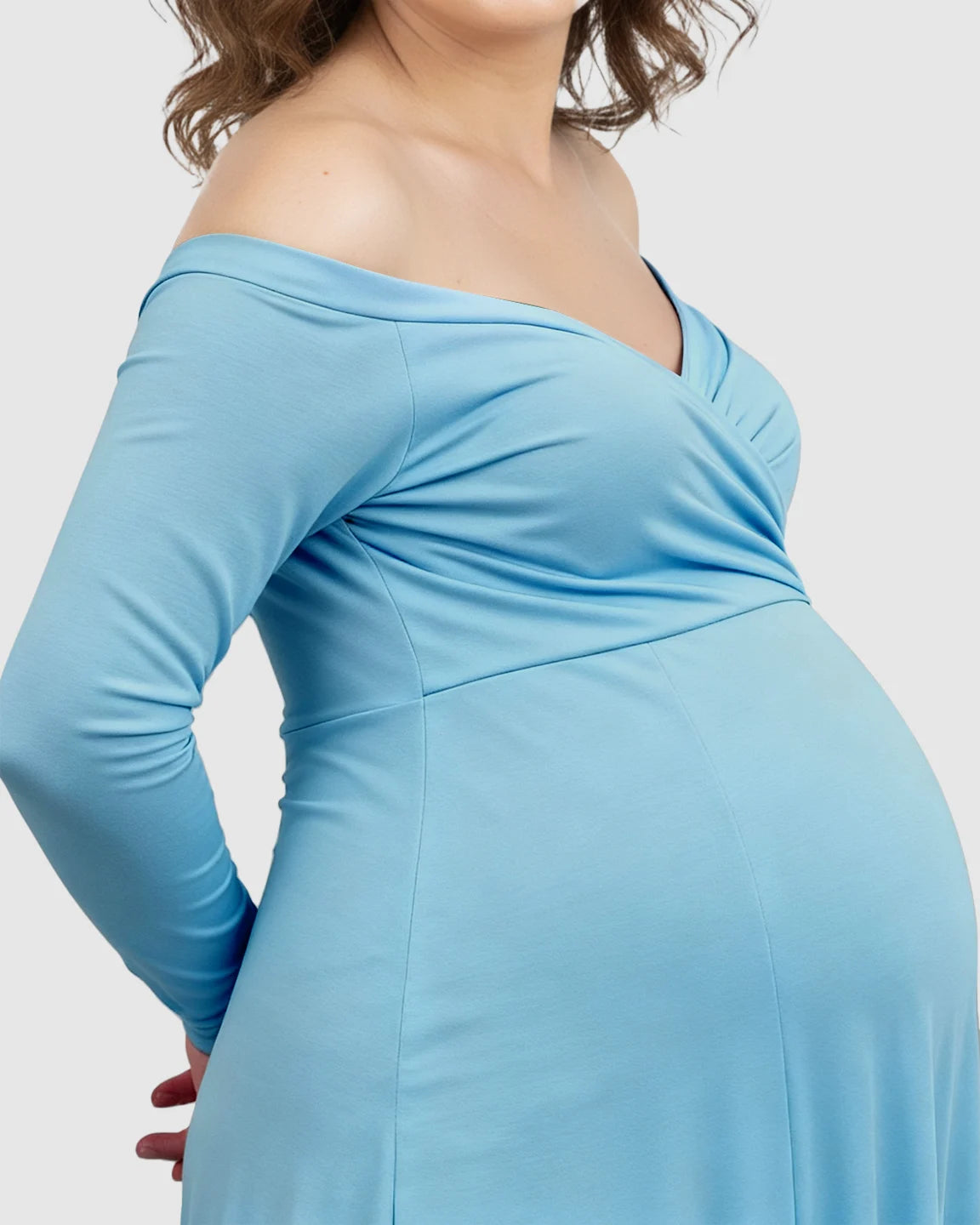 Off-Shoulder Fitted Silhouette Maternity Maxi Dress