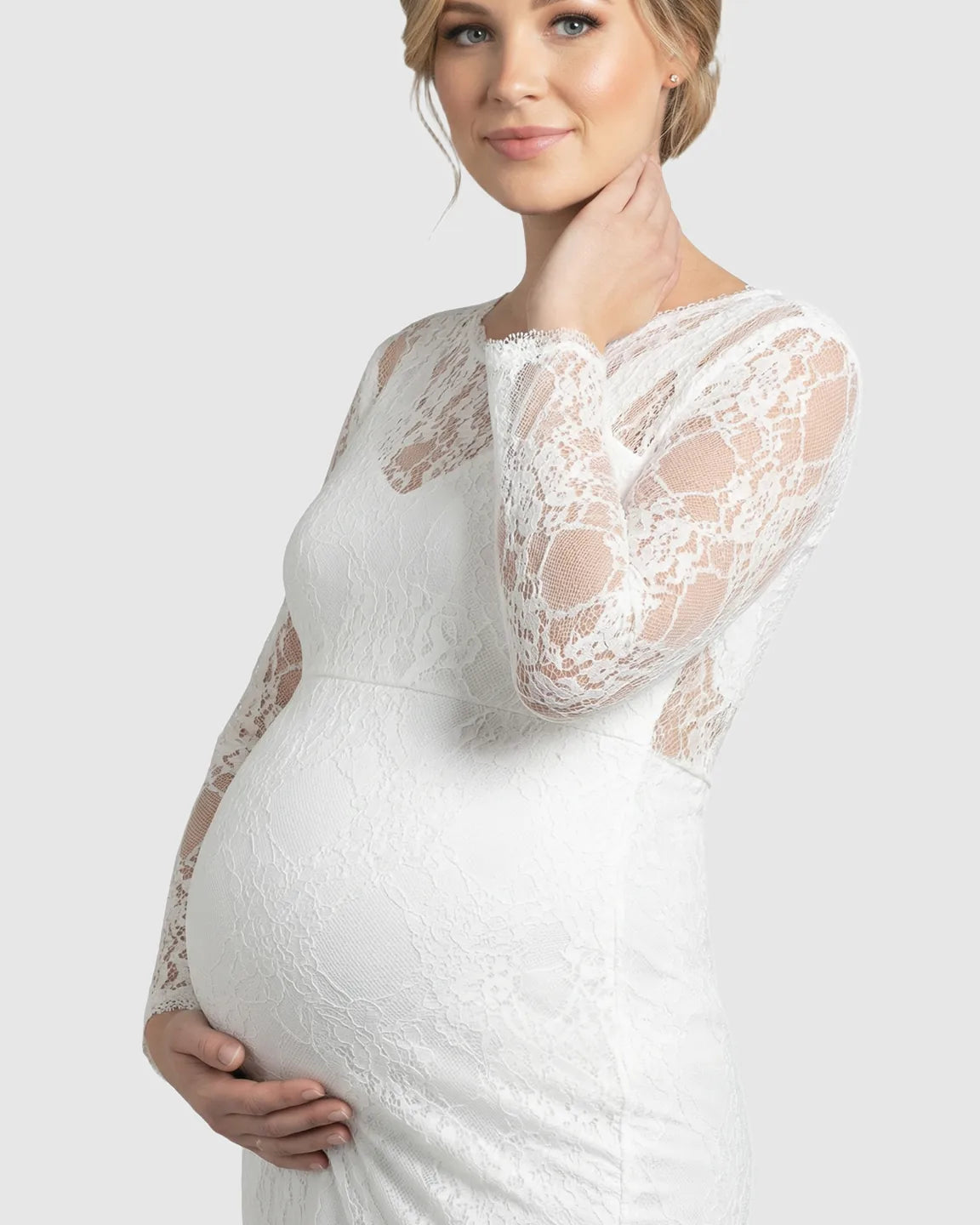 Sheer Lace Trumpet Maternity Photoshoot Gown