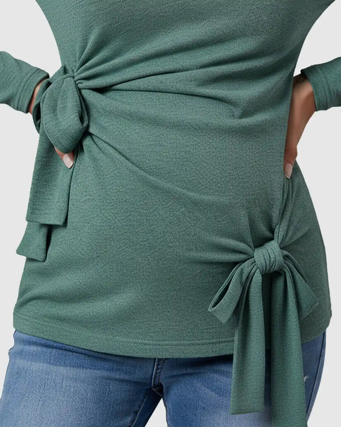 Adjustable Side-Tie Slim Fit Long Sleeve Maternity Top