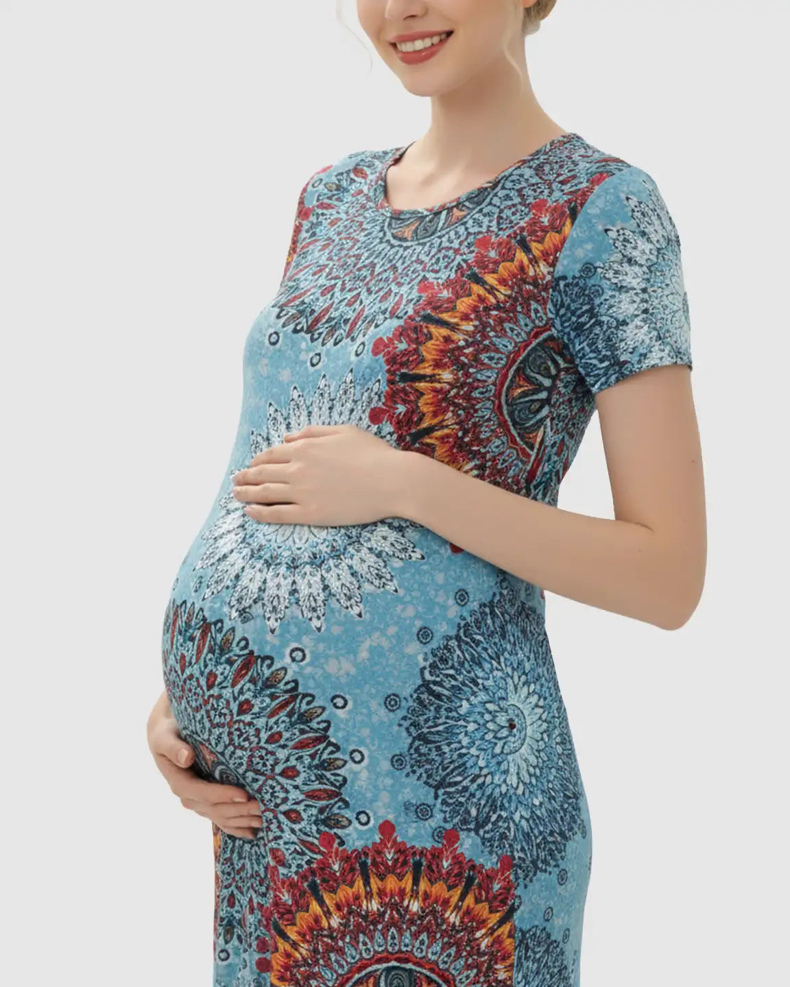 Relaxed-Fit Printed Maternity Midi Dress